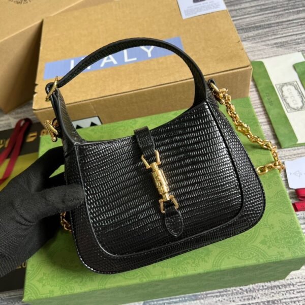 gg Jackie 1961 Lizard Mini Bag Black For Women, Women’s Bags 7.5in/19cm gg ?675799 LUZ0G 1000