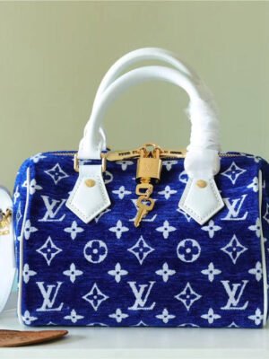 LV Speedy Bandouliere 20 PM Monogram Blue For Women,  Shoulder And Crossbody Bags 20.5cm/8.1in LV M20751