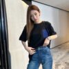 Loewe Black T-Shirt with Blue Pocket