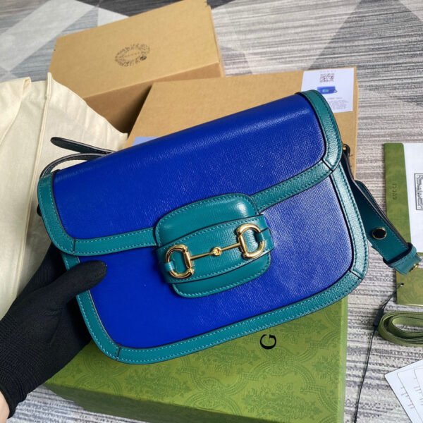 gg Horsebit 1955 Shoulder Bag Blue For Women, Women’s Bags 9.8in/25cm gg