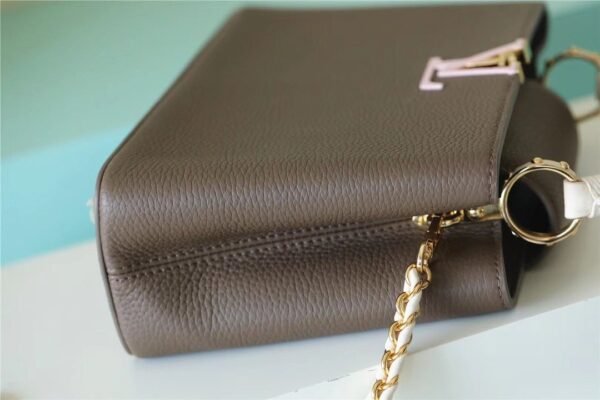 3f742637 LV Capucines BB Taurillon Smokey Brown Green/ Creme/ Pink For Women, Shoulder And Crossbody Bags 27cm/10.6in LV M59516