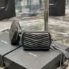 YSSL Lou Mini Bag Black In Quilted Grain De Poudre With Silver Toned Hardware For Women 7.4in/19cm YSl 6125791GF021000
