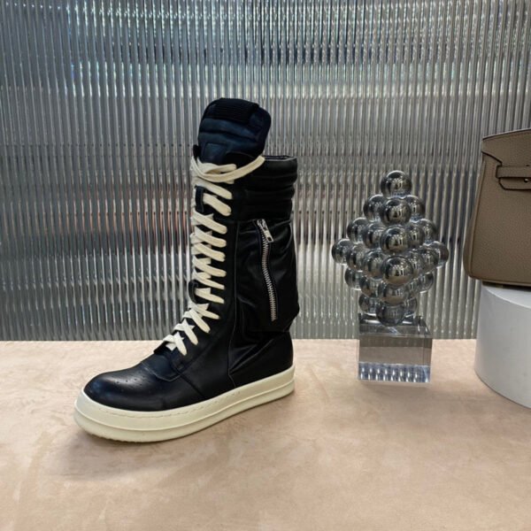 4._4_3893c018-fa94-4f3c-93b5-2c9a5f99b48c Rick Owens High-Top Leather Boots - Black and Cream