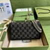 gg Dionysus Small gg Shoulder Bag Black And Ivory gg Denim Jacquard For Women 10in/25cm 499623