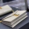 YSSL Cassandra Medium Chain Bag White In Grain De Poudre Embossed For Women 8.6in/22cm YSL