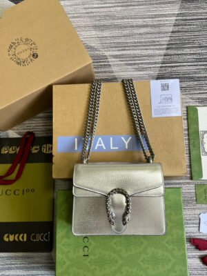gg Dionysus Super Mini Bag Silver For Women, Women’s Bags 6.5in/17cm gg 476432 1TRBN 8173