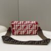 FI Baguette Red raffia back with crocheted FF Bag For Woman 15cm/6in