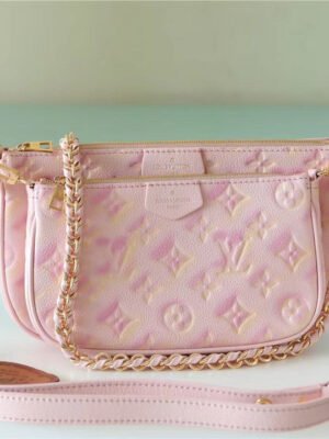 LV Multi Pochette Accessoires Monogram Empreinte Pink For Women, Women¡¯s Handbags 9.4in/24cm LV M46093