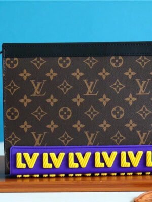 LV Pochette Voyage MM LV Rubber Monogram Canvas Brown For Men, Travel Accessories 27cm LV M80792