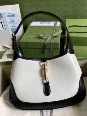 gg Jackie 1961 Small Shoulder Bag White With Black 11in/28cm 636706 10OBG 9099