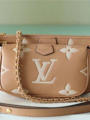 LV Multi Pochette Accessoires Monogram Empreinte Arizona Beige / Cream For Women,  Shoulder And Crossbody Bags 9.8in/25cm LV M45983