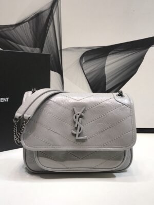 YSSL Niki Baby Chain Bag Vintage Grey For Women 8.2in/21cm YSL
