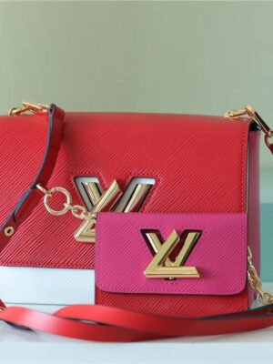 LV Twist MM Bag Epi Red/ Pink For Women,  Shoulder and Cross Body Bags 9.1in/23cm LV