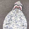 BAPE SPACE CAMO DOUBLE SHARK FULL ZIP HOODIE WHITE