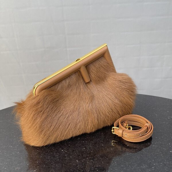 FI First Small Brown Fox Fur Bag For Woman 26cm/10in