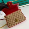 gg Ladies gg Canvas Marmont Mini Top Handle Bag Beige And Red gg Canvas For Women 8.3in/21cm gg 583571 HVKEG 8561