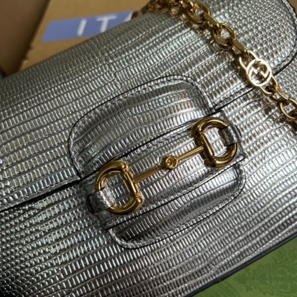 gg Horsebit 1955 Lizard Mini Bag Silver For Women, Women’s Bags 8in/20cm gg?