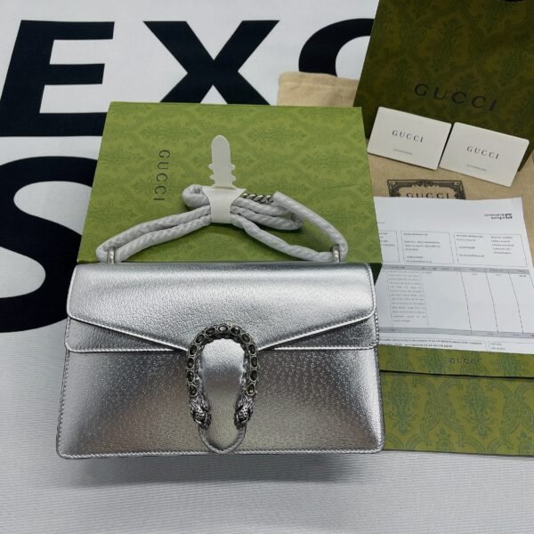 gg Dionysus Small Shoulder Bag Silver For Women, Women’s Bags 10in/26cm gg 499623 1TRBN 8173