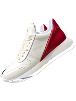 Rick Owens Cream and Red Low-Top Sneakers