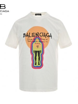 Balenciaga White T-Shirt with Graphic Design