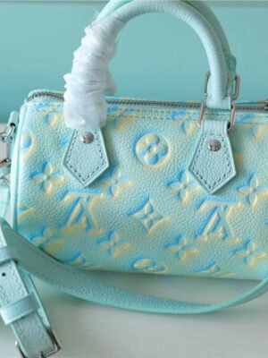 LV Nano Speedy Monogram Empreinte Vert D’eau Green For Women,  Shoulder And Crossbody Bags 16cm/6.3in LV?