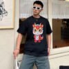 Gucci Black T-Shirt with Dragon Cartoon