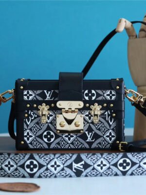 LV Petite Malle Jacquard Since 1854 Black For Women, Women¡¯s Handbags, Shoulder Bags And Crossbody Bags 7.5in/19cm LV