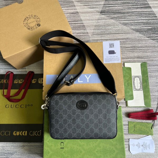 gg Shoulder Bag With Interlocking G Black gg Supreme Canvas For Women? 9.6in/24.5cm gg 703468 92THF 1000