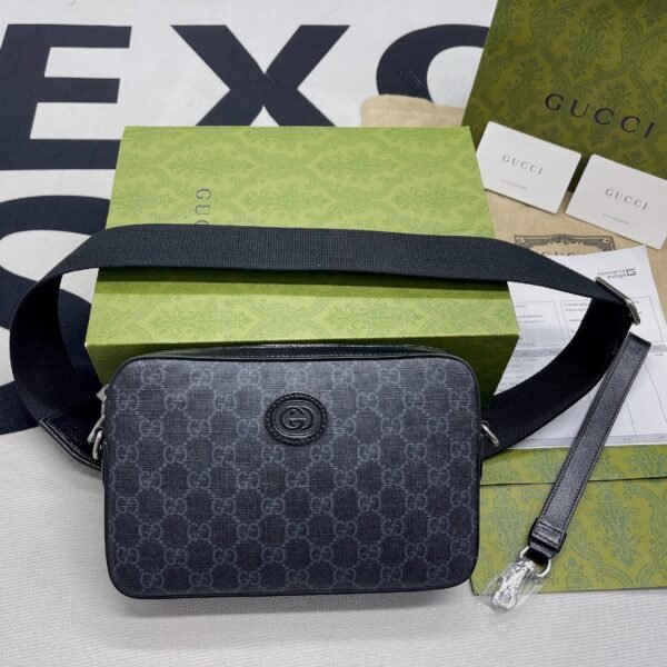 gg Shoulder Bag With Interlocking G Black gg Supreme Canvas For Women? 9.6in/24.5cm gg 703468 92THF 1000