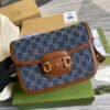 gg Horsebit 1955 Shoulder Bag Blue And Ivory For Women, Women’s Bags 9.8in/25cm gg