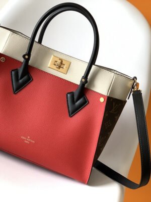 LV On My Side MM Tote Bag Monogram Canvas Red For Women,  Shoulder Bags 12in/31cm LV M53824