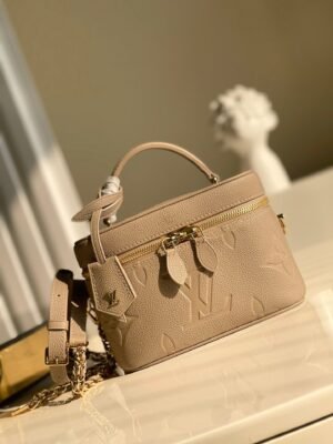 LV Vanity PM Handbag Monogram Empreinte Tourterelle Beige For Women, Women¡¯s Handbags, Shoulder And Crossbody Bags 7.5in/19cm LV M45608