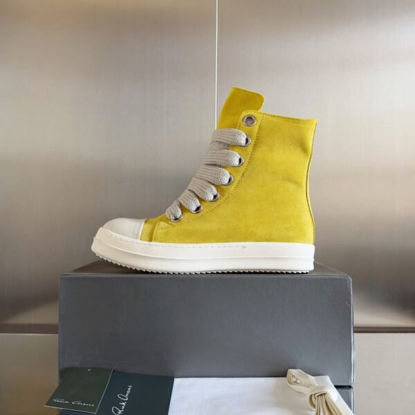5._5_08d34a1a-193f-434b-88d1-4830af9ea4a5 Rick Owens Yellow High-Top Sneakers