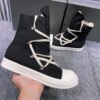 High-Top Black Canvas Sneakers with Wrap-Around Laces