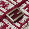 FI Baguette Red raffia back with crocheted FF Bag For Woman 15cm/6in
