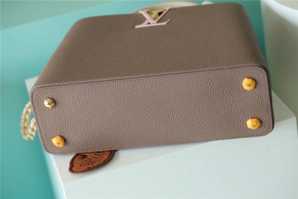 LV Capucines MM Taurillon Smokey Brown Green/ Creme/ Pink For Women, Women¡¯s Bags, Shoulder And Crossbody Bags 12.4in/31.5cm LV M59516