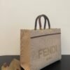 FI Sunshine Medium Tote Bag Beige Canvas For Women, Bags, Shoulder Bags 13.8in/35cm FF 8BH386