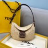 FI Small Croissant Hobo Bag Raffia For Women, Handbags, Shoulder Bags 11.4in/29cm FF 8BR790AFGJF1E1B