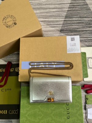 gg Diana Mini Bag With Bamboo Silver For Women, Women’s Bags 7.5in/19cm gg