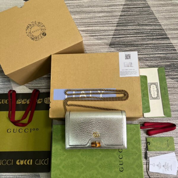 gg Diana Mini Bag With Bamboo Silver For Women, Women’s Bags 7.5in/19cm gg