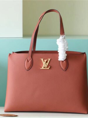 LV Lockme Shopper Grain Chataigne Brown For Women,  Shoulder And Crossbody Bags 10.4in/26.5cm LV M58927