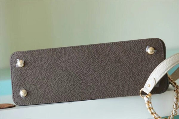 54139f5a LV Capucines MM Taurillon Smokey Brown Green/ Creme/ Pink For Women, Shoulder And Crossbody Bags 31.5cm/12.4in LV M59516