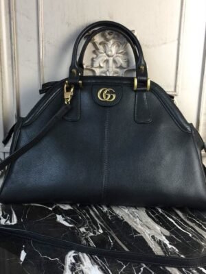 gg Re(Belle) Large Top Handle Bag Black For Women 15.75in/40cm gg