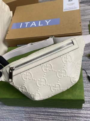 gg Embossed Belt Bag White gg Embossed For Men? 9.1in/23cm gg 658582 1W3CN 9022