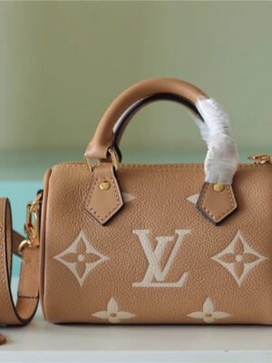 LV Nano Speedy Monogram Empreinte Arizona Beige / Cream For Women,  Shoulder And Crossbody Bags 6.3in/16cm LV M81457