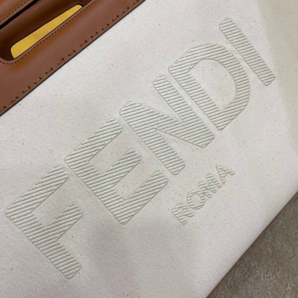 FI Canvas Tote Bag Beige/Brown For Women, Handbags 18.1in/46cm FF 7VA480
