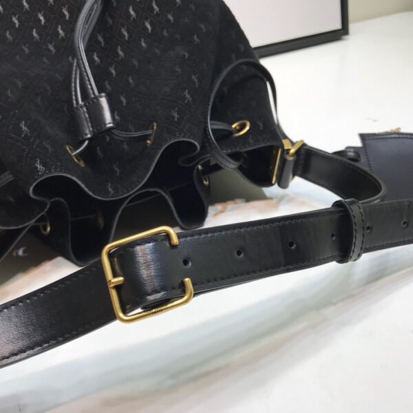 YSSL All-Over Monogram Bucket Bag Black For Women 10.5in/27cm YSL?