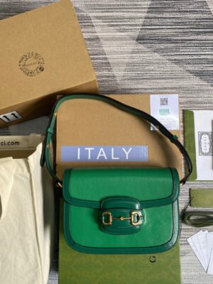 gg Horsebit 1955 Shoulder Bag Green For Women, Women’s Bags 9.8in/25cm gg