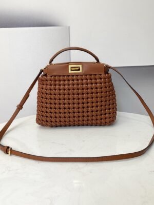FI Peekaboo Mini Brown Braided Bag For Woman 18cm/7in