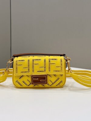 FI Baguette Yellow with Embroidery Small Bag For Woman 21cm/8in